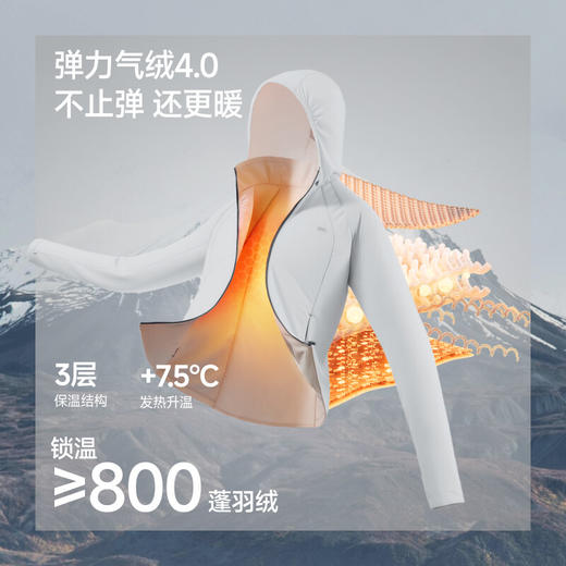 【云粉节】【2件8.5折】6楼蕉下女士弹力运动气绒外套（可收帽、中暖）CL236吊牌价499 商品图2