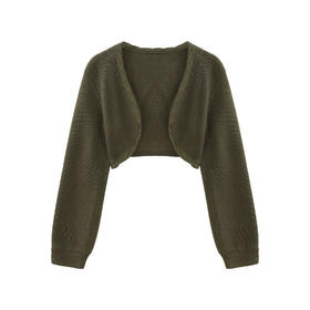 鹿向南「南城故事」复古时尚百搭气质开衫上衣2025新款棕色针织衫L33725