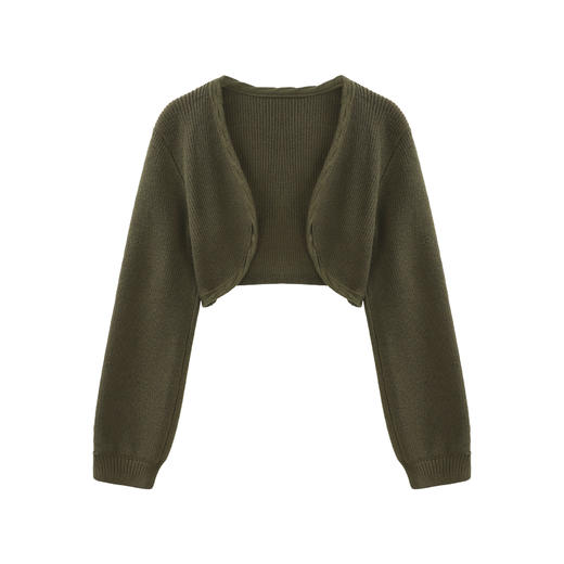 鹿向南「南城故事」复古时尚百搭气质开衫上衣2025新款棕色针织衫L33725 商品图0