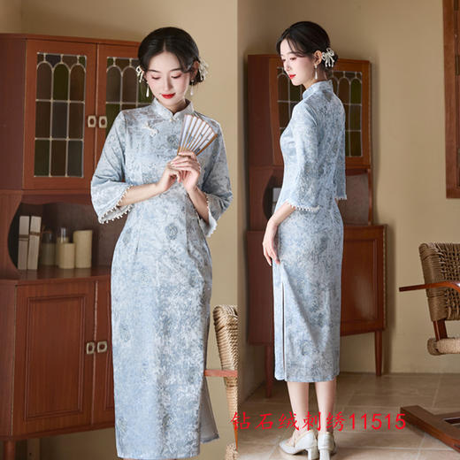 GX早秋中长袖旗袍2025年新款改良版温婉淑女新中式国风日常气质显瘦 商品图2