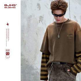 BJHG不计后果复古卫衣男款秋季美式街头宽松舒适假两件工装上衣女