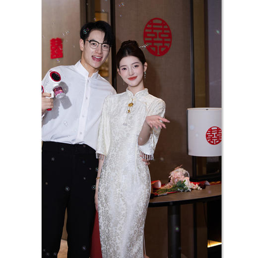 GX复合蕾丝长款倒大袖单层旗袍2025秋季新款改良新中式日常可穿旗袍 商品图3