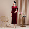 HYX秋装新款高级感丝绒旗袍连衣裙婚礼国潮婚宴装气质大摆 商品缩略图1
