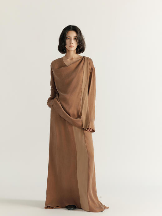 DONSEE10｜DS10AW2535-D 棕拼金 撞色拼接上衣 商品图1