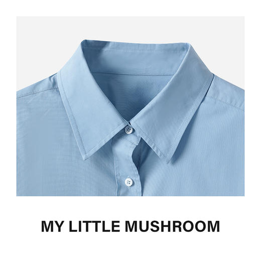 金蘑菇菇 100棉宽松百搭透气翻领长袖法式衬衫女 商品图5