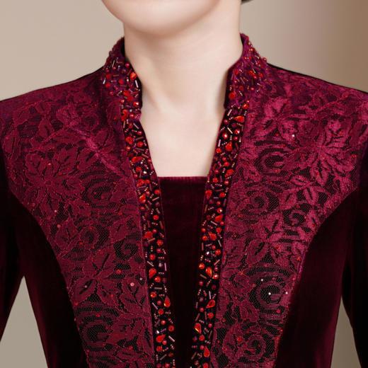 HYX新款高级感女旗袍连衣裙婚礼国潮婚宴装气质短袖大摆 商品图3