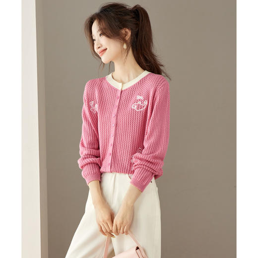 27-251072025初秋新款镂空薄款时尚洋气针织衫女设计感小个子显瘦毛衣外套 商品图1