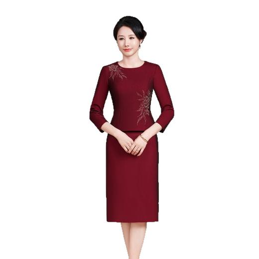 HYX国风旗袍套装两件套改良版钉珠时尚敬酒服长袖日常装 商品图4