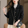 QG-6046高级感毛呢外套春秋加厚格子翻领上衣2025新款大码胖妹妹开衫显瘦 商品缩略图1