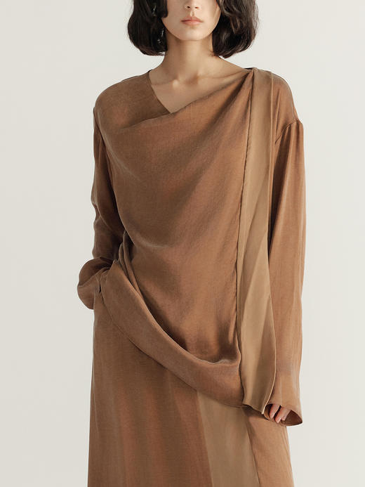 DONSEE10｜DS10AW2535-D 棕拼金 撞色拼接上衣 商品图0