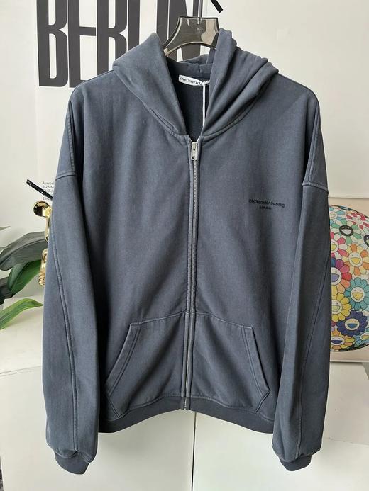 大王情侣款重磅水洗成衣染色做旧连帽拉链衫卫衣 商品图4