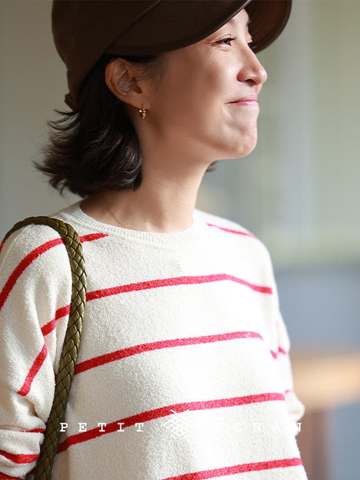 PETIT SCHAN小闪 CLO#897 Time scale 时光刻度 棉羊毛混纺套头条纹衫 商品图4