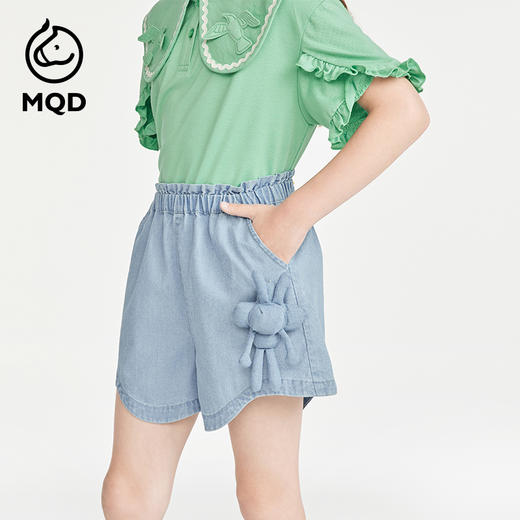 【MQD】女童夏季凉感舒适立体装饰休闲牛仔短裤 商品图2