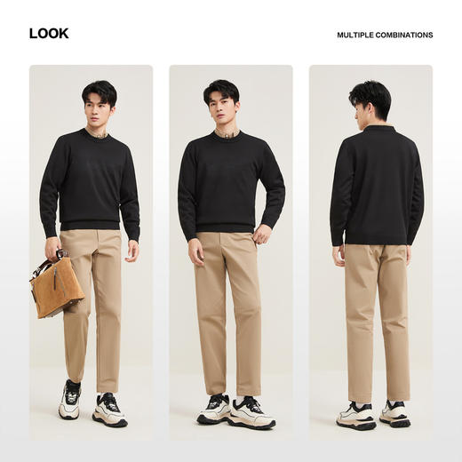 【含羊毛/桑蚕丝/加绒】柒牌套头厚毛衫2025新款圆领抗静电上衣129Y70720 商品图2