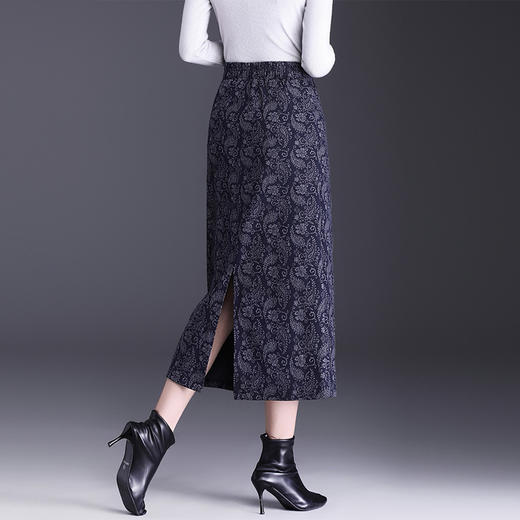 MYX通勤印花时尚直筒裙长款开叉一步裙2025年秋季新款高腰显瘦半身裙 商品图2