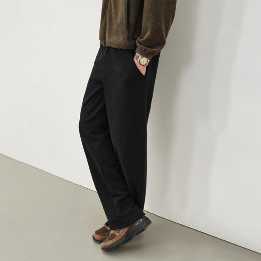 714street日系休闲加绒灰色卫裤男2025秋冬新款潮牌简约直筒裤子 商品图0