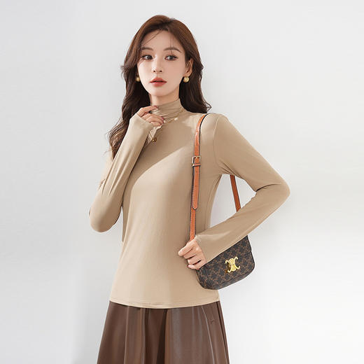 【亲肤暖绒❗️烟酰胺美肤打底衫】1件=内搭打底+外穿T恤，搭配单品神器，一年四季都能穿！面膜肌底打底上衣秋冬内搭修身保暖长袖半高领薄 商品图11