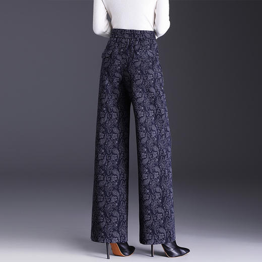 MYX垂坠感印花直筒裤窄版修身阔腿裤2025年秋季新款显瘦高腰休闲长裤 商品图2