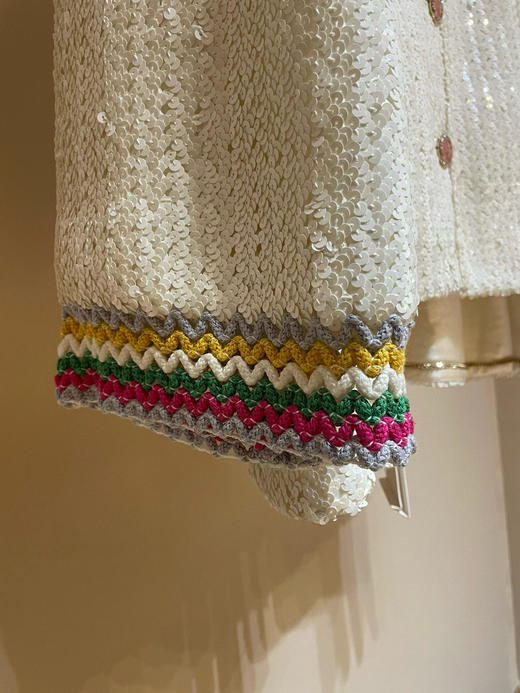 TY334-CHANEL香奈儿 SS22 亮片单排扣纯色圆领夹克小香风外套 女款 白色（PG） 商品图6