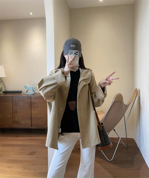 秋新款天丝棉廓形显瘦连帽风衣夹克外套 商品图6