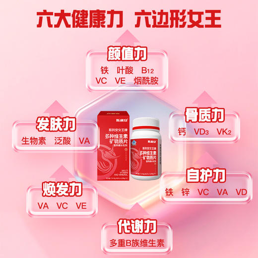 斯利安多种维生素矿物质片成人女士VAVBVCVD钙多种营养补充60片 商品图2