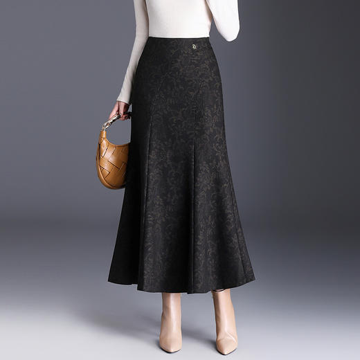 MYX印花通勤鱼尾裙2025年秋季新款长款高腰半身裙显瘦洋气包臀裙长裙 商品图1