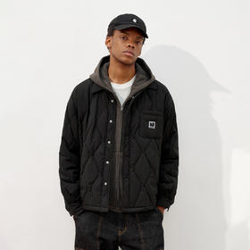 714street3M新雪丽暖绒高蓬菱格棉服2025冬季新款宽松衬衫外套男