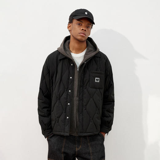 714street3M新雪丽暖绒高蓬菱格棉服2025冬季新款宽松衬衫外套男 商品图0