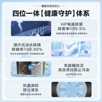 海尔（Haier）手搓洗 全自动波轮洗衣机 10KG直驱变频 除螨抗菌 一级能效 家电京东自营 XQB100-BS629 商品图0