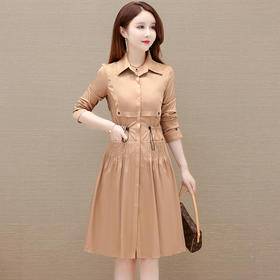 QYMLRX-1215C03-1-Y风衣女中长款英伦风外套春秋2025春秋新款气质时尚收腰中长款大衣