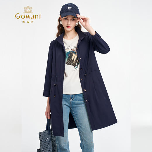 乔万尼2025秋季新品收腰简约宽松中长款风衣ED3A273 商品图1