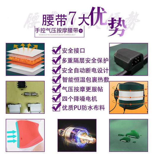 新款【气压磁石振动加热减肥腰带】7挡按摩美容院用懒人热敷发热腰部腹部甩脂按摩远红外减脂家用 商品图2