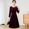 QYM 1861-Y丝绒连衣裙气质妈妈装洋气中长裙 商品缩略图3