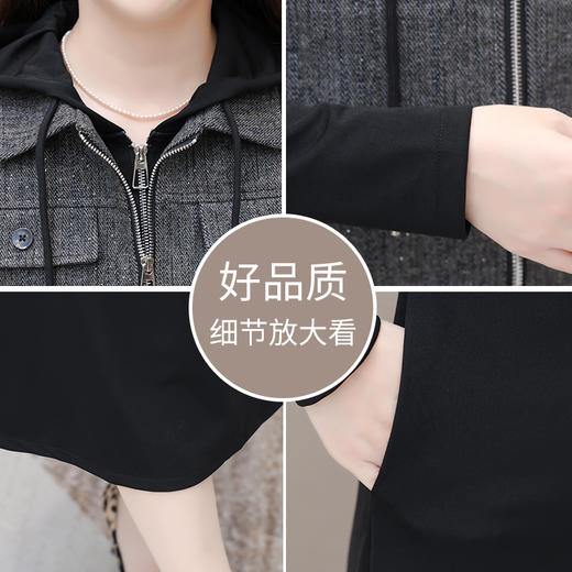 QYM F183-Y时尚连帽马甲连衣裙两件套休闲套装裙 商品图3