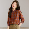 丁摩 复古格子衬衫女纯棉撞色女装显瘦大码秋季港风上衣5ZF-2153 商品缩略图2