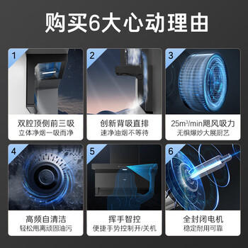 海尔（Haier）抽吸排油烟机  顶侧双吸大嘴C61plus 25风量 挥手智控自清洁免费上门安装净烟机EC970 商品图6