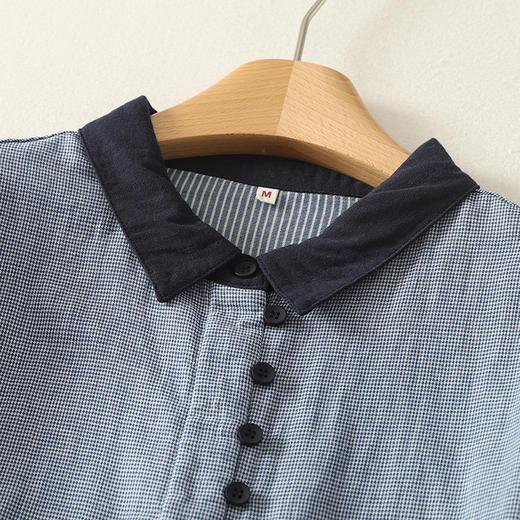 GYH 6211休闲百搭撞色拼接衬衫开衫显瘦棉纱小衫 商品图3