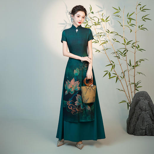 改良越南奥黛走秀旗袍大码宽松QC157 商品图2