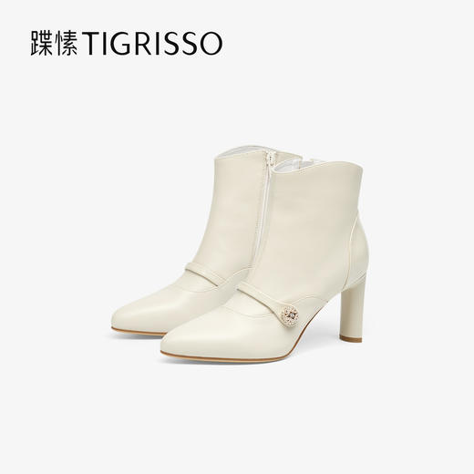 【云粉节】 BF楼蹀愫25冬新复古增高8CM玛丽珍靴钻扣时装靴瘦瘦短靴吊牌价2198活动价1329 商品图1