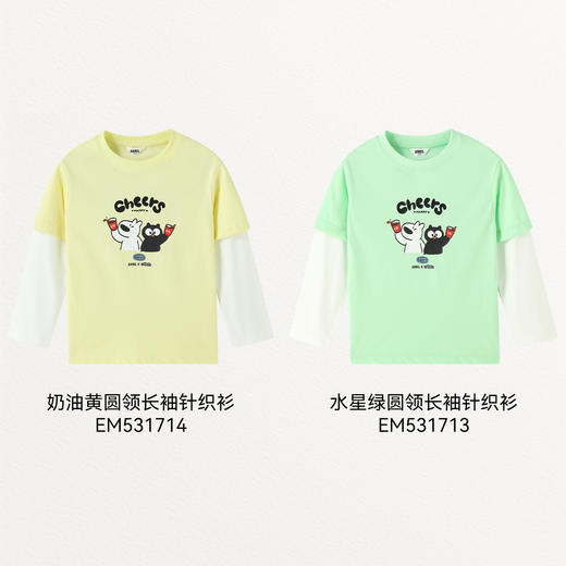 Annil联名款【阿耀和黑宝】男女童圆领长袖针织衫秋季新款安奈儿童装EM531713&EM531714 商品图3