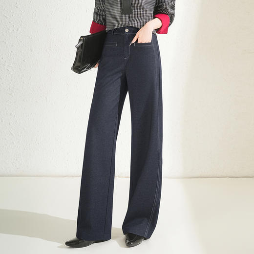 QYM 5233-Y牛仔裤高腰阔腿裤直筒休闲裤 商品图1