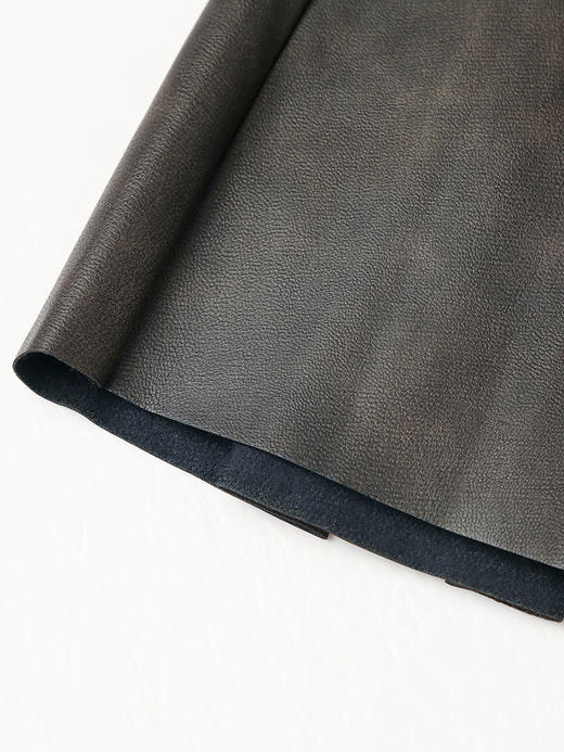 酷飒风黑色皮面百褶半身裙女 高腰显瘦 A 字短裙 商品图3