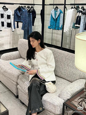 TY334-CHANEL香奈儿 SS22 亮片单排扣纯色圆领夹克小香风外套 女款 白色（PG）