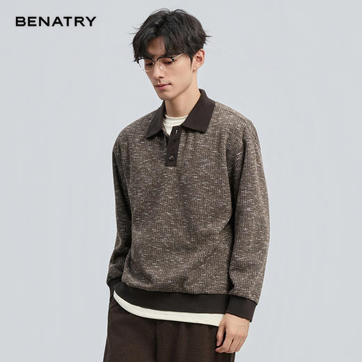 贝纳川2025秋季新品翻领POLO卫衣ECF324001 商品图6