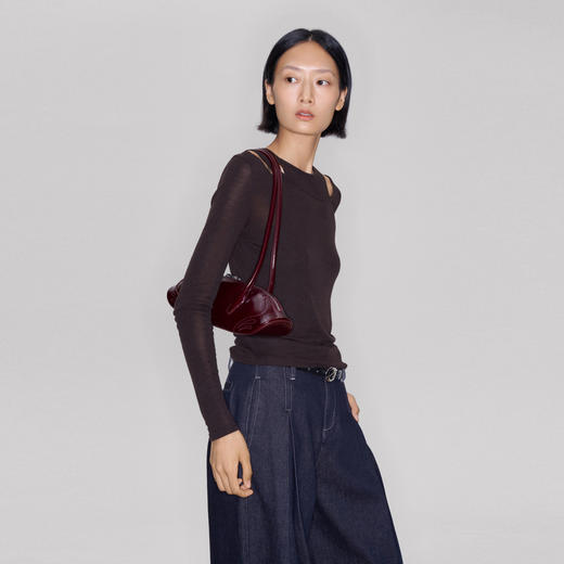 lost in echo2025秋冬新款真两件套长袖背心镂空修身打底针织衫女 商品图3