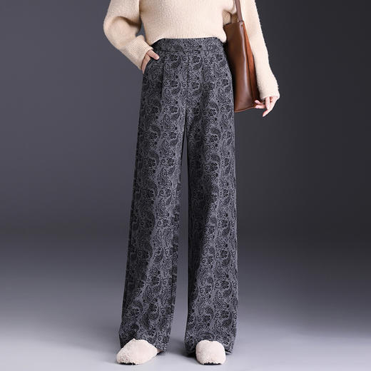 MYX垂坠感印花直筒裤窄版修身阔腿裤2025年秋季新款显瘦高腰休闲长裤 商品图1