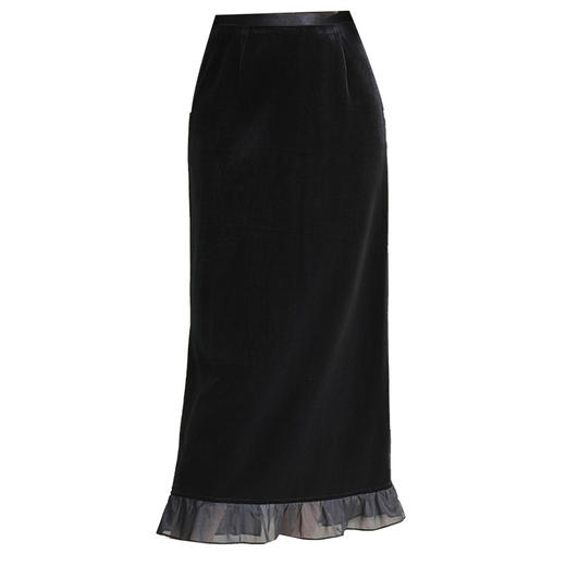 ZL-752-Y金丝绒荷叶边拼结鱼尾裙2025年秋季新款包臀裙时尚气质半身裙 商品图4