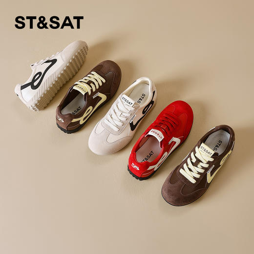 星期六复古棕色平底休闲德训鞋SSD3112T0G 商品图7