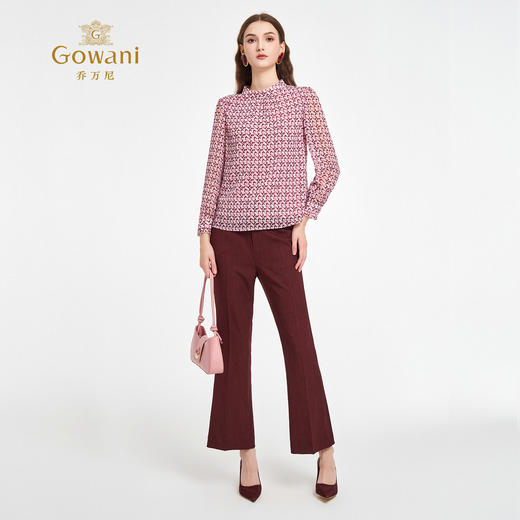 乔万尼2025秋季新品浪漫柔美立领印花衬衫ED3C208 商品图2