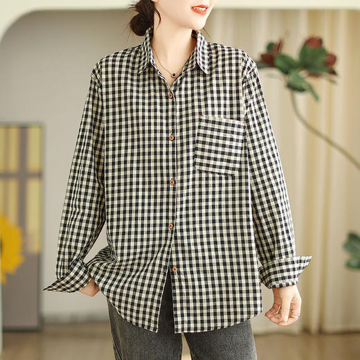 GYH 6152格子休闲上衣长袖衬衫舒适衬衣 商品图2